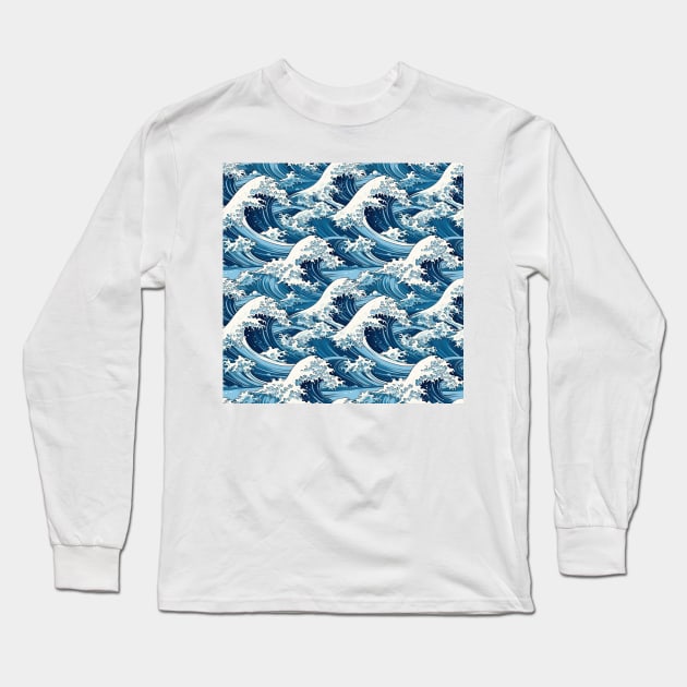 Ephemeral Crests: Hokusai Waves Reimagined Long Sleeve T-Shirt by star trek fanart and more